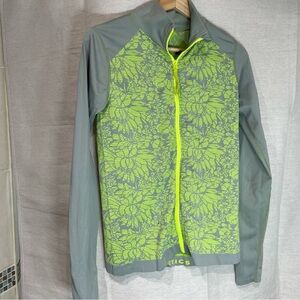 Fabletics Gray and Neon Green Floral Top